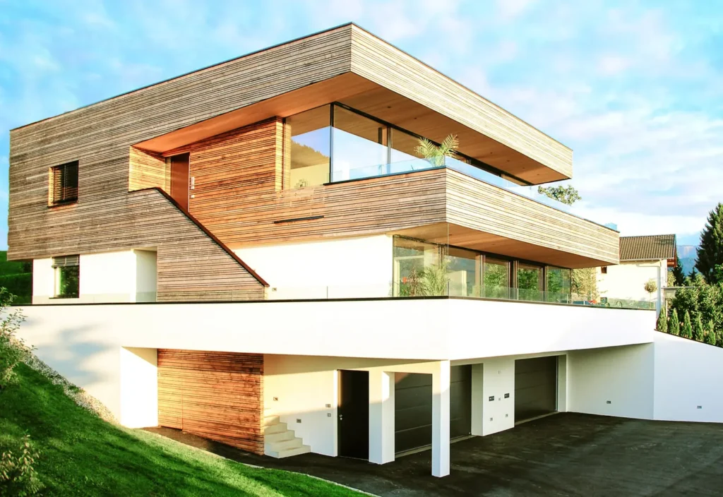 Nowoczesny dom z litego drewna w technologii Holz100
